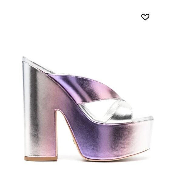 Stuart Weitzman Silver and Purple Platform Heels - Picture 1 of 7